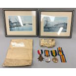 WWI trio of medals to 3-7933 Pte J Smith Dorset reg with pictures of local Poole interest