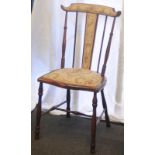 Mahogany magazine rack on casters together with a Victorian tapastry covered hall chair