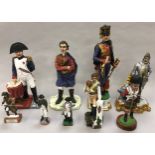 9 assorted painted military figures to include some cold cast bronze examples by RC Smart and Cowley