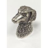 A dogs head vesta case silver plated.