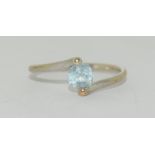 9ct white gold ladies aquamarine twist ring size O