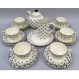 Poole Pottery "Polka Dot" tea set for 6 persons