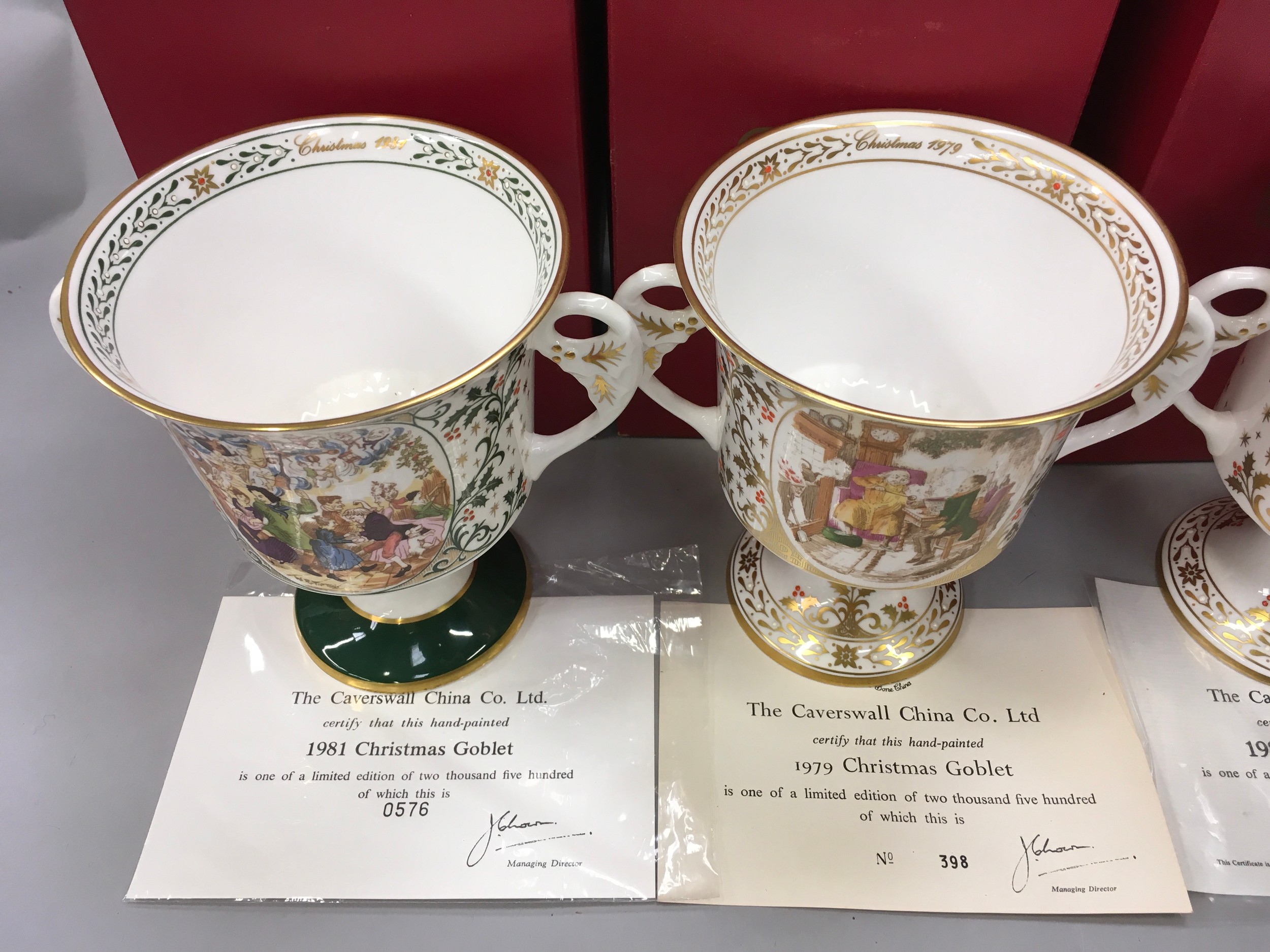 The Cavershall China Co. Ltd. : Six limited Edition Christmas Goblets. - Image 2 of 6