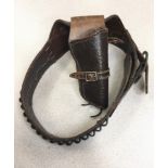 Vintage leather holster, and replica colt hand gun