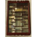 Oriental hardwood glass front wall display cabinet 90x40x10cm