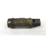 Brass whistle shape vesta case with military logo