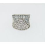 Large blue/white gemset 925 silver ring size N.