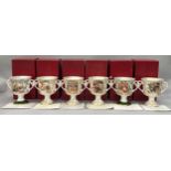 The Cavershall China Co. Ltd. : Six limited Edition Christmas Goblets.