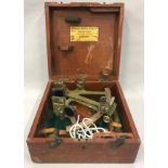 British Admiralty WWII Sextant with 5 lenses by Dobbie McInnes & Clyde Ltd, Glasgow in original box
