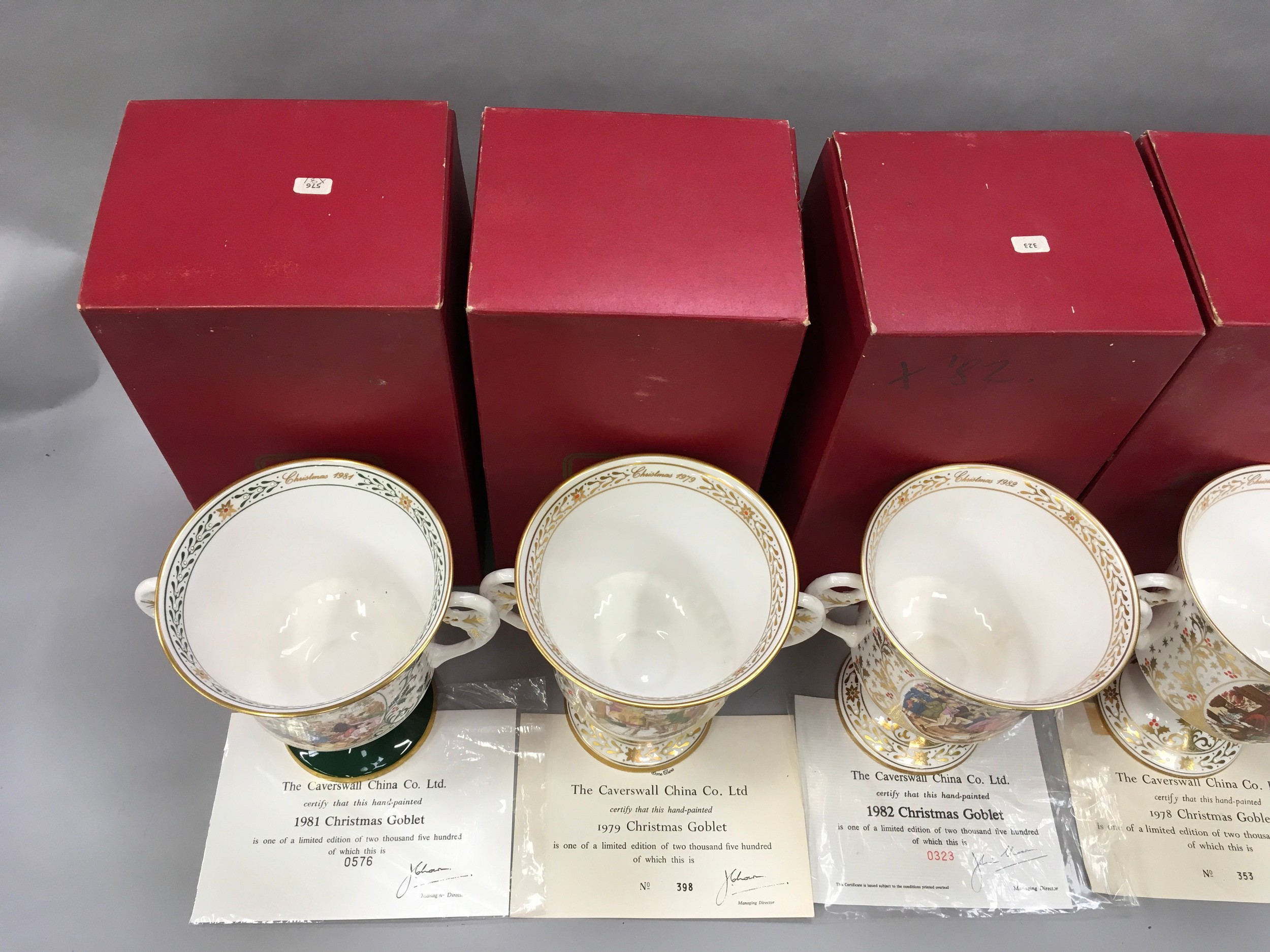 The Cavershall China Co. Ltd. : Six limited Edition Christmas Goblets. - Image 6 of 6