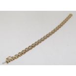 9ct gold ladies diamond set bracelet 18cm long