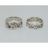 Two Mackintosh Arts and Crafts 925 silver rings size P.