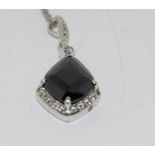 Stunning black/white CZ 925 silver drop pendant.