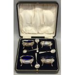Boxed Silver salts and liners with spoons