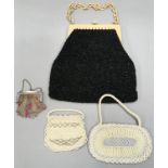 Collection of four vintage bead work handbags/purses.