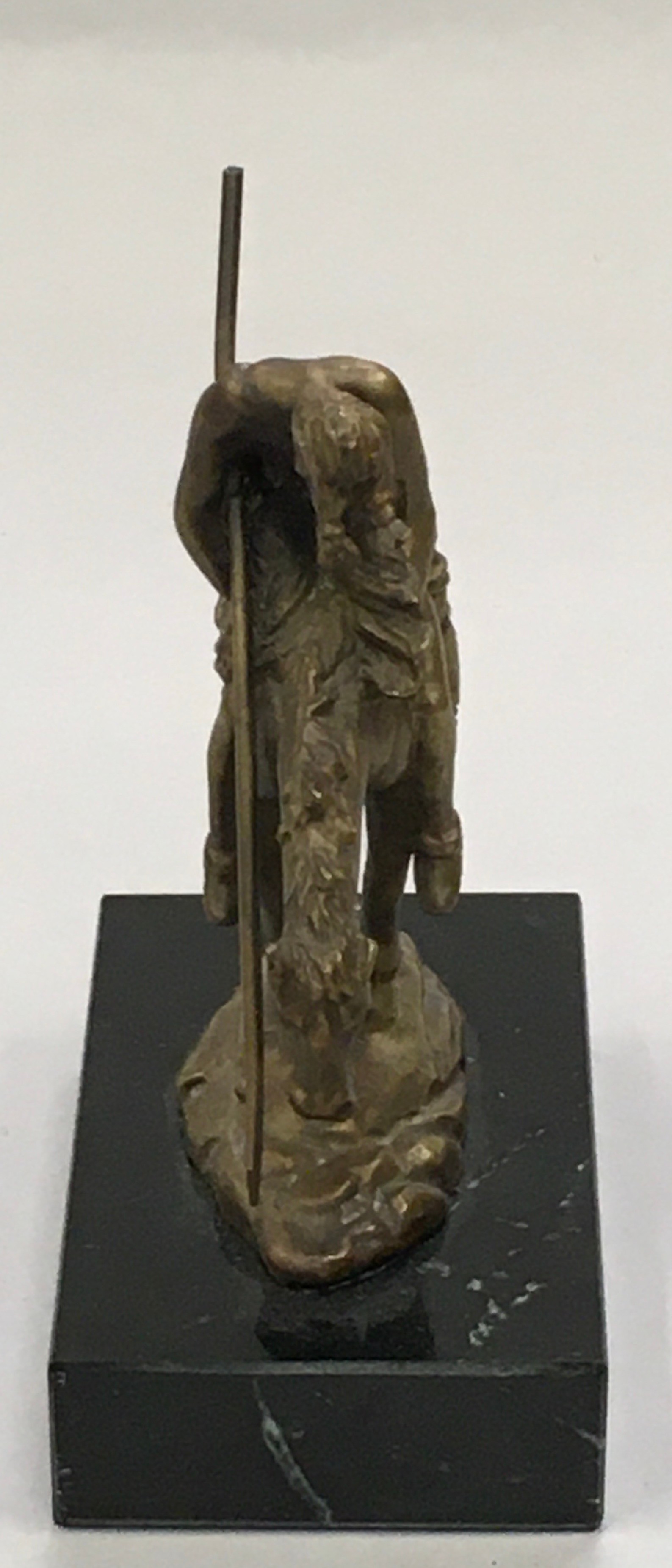 Bronze figure on marble base "End of the Trail" signed "Fraser" 12cm tall including base. - Image 2 of 5