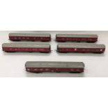 5 OO Guage LMS Crimson coaches.