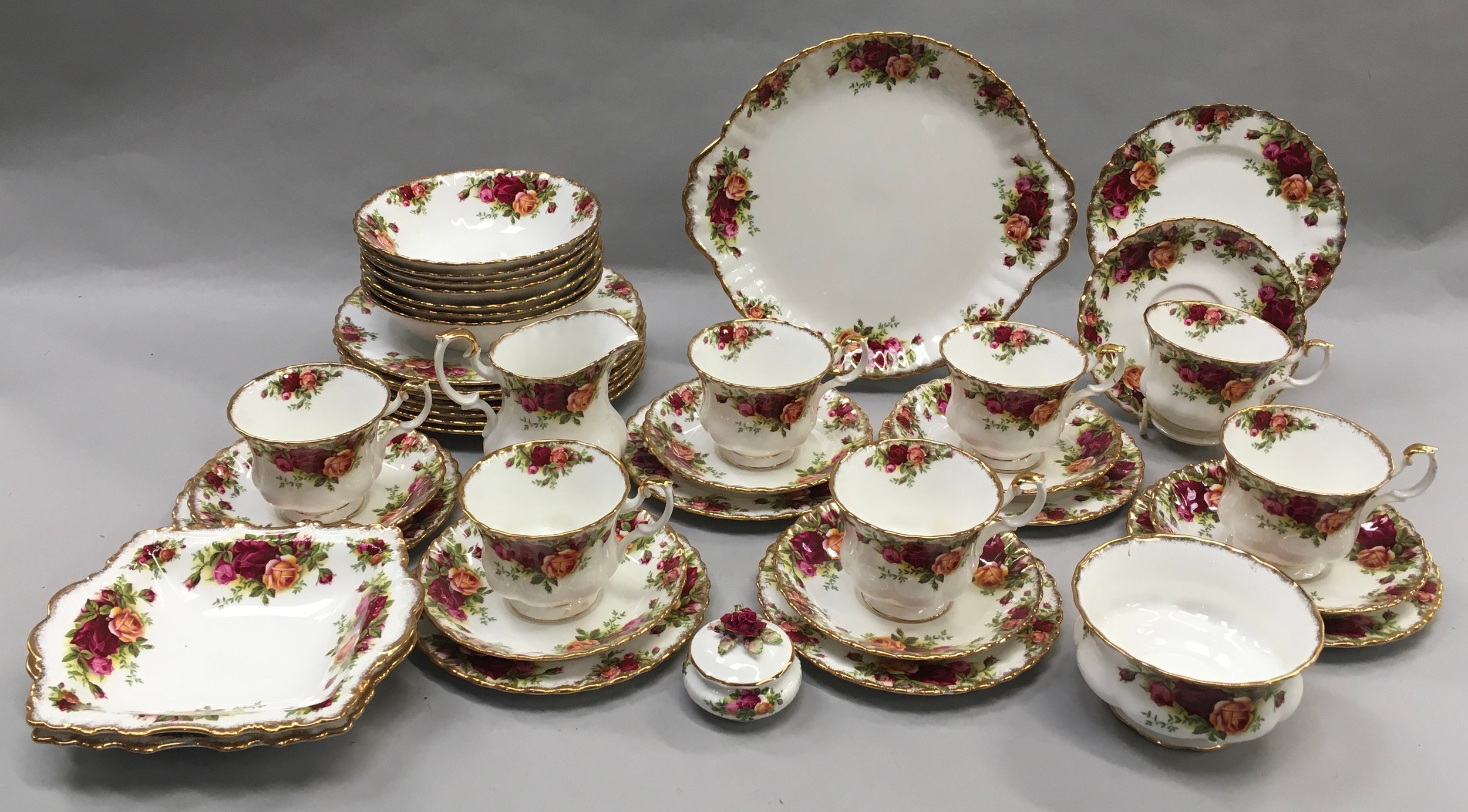 Royal Albert "Old Country Roses" seven place tea and sandwich set. 40 pieces in total. Unused and