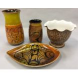 3 items Poole Pottery "Aegean" Pattern together a Poole pottery Jardiniere