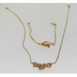 9ct gold suite of jewelry a necklace and bracelet set