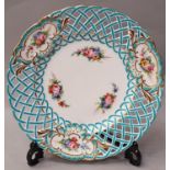 An antique Minton pierced lattice work plate no 8800 c.1880 24cm diameter.