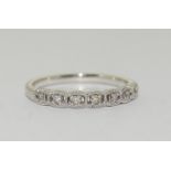 9ct white gold diamond set half eternity ring size M