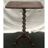 Mahogany barley twist lamp table 72x52x33cm.