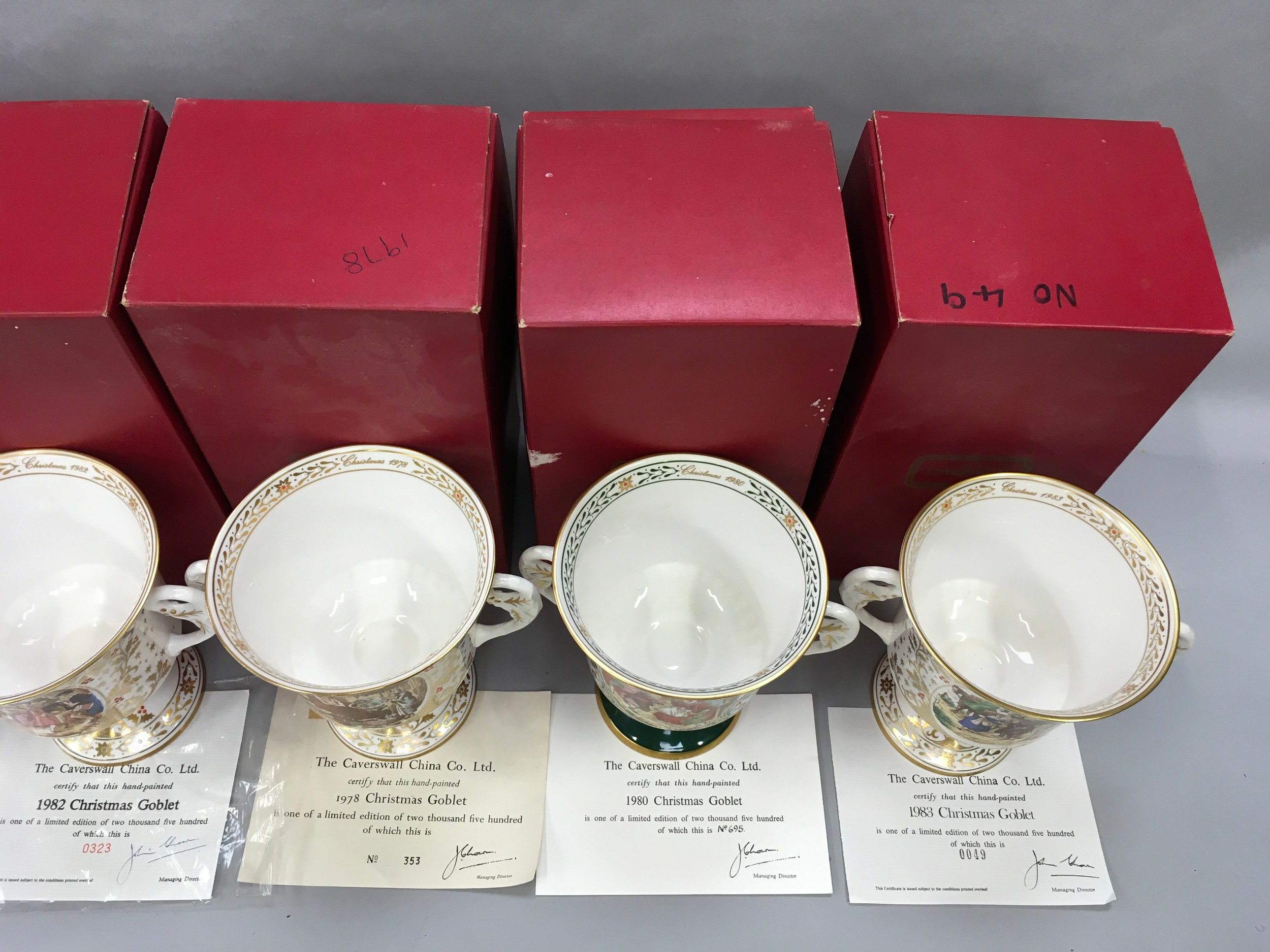 The Cavershall China Co. Ltd. : Six limited Edition Christmas Goblets. - Image 5 of 6