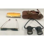 Pair of German Sportocular Magnifier Binocular Theater Eye Glasses with case - Steampunk. Various