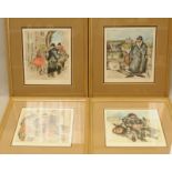 Set of 4 pictures by Robert Le Noir (1894-1973) each signed in pencil. Frame size 17" x 15".