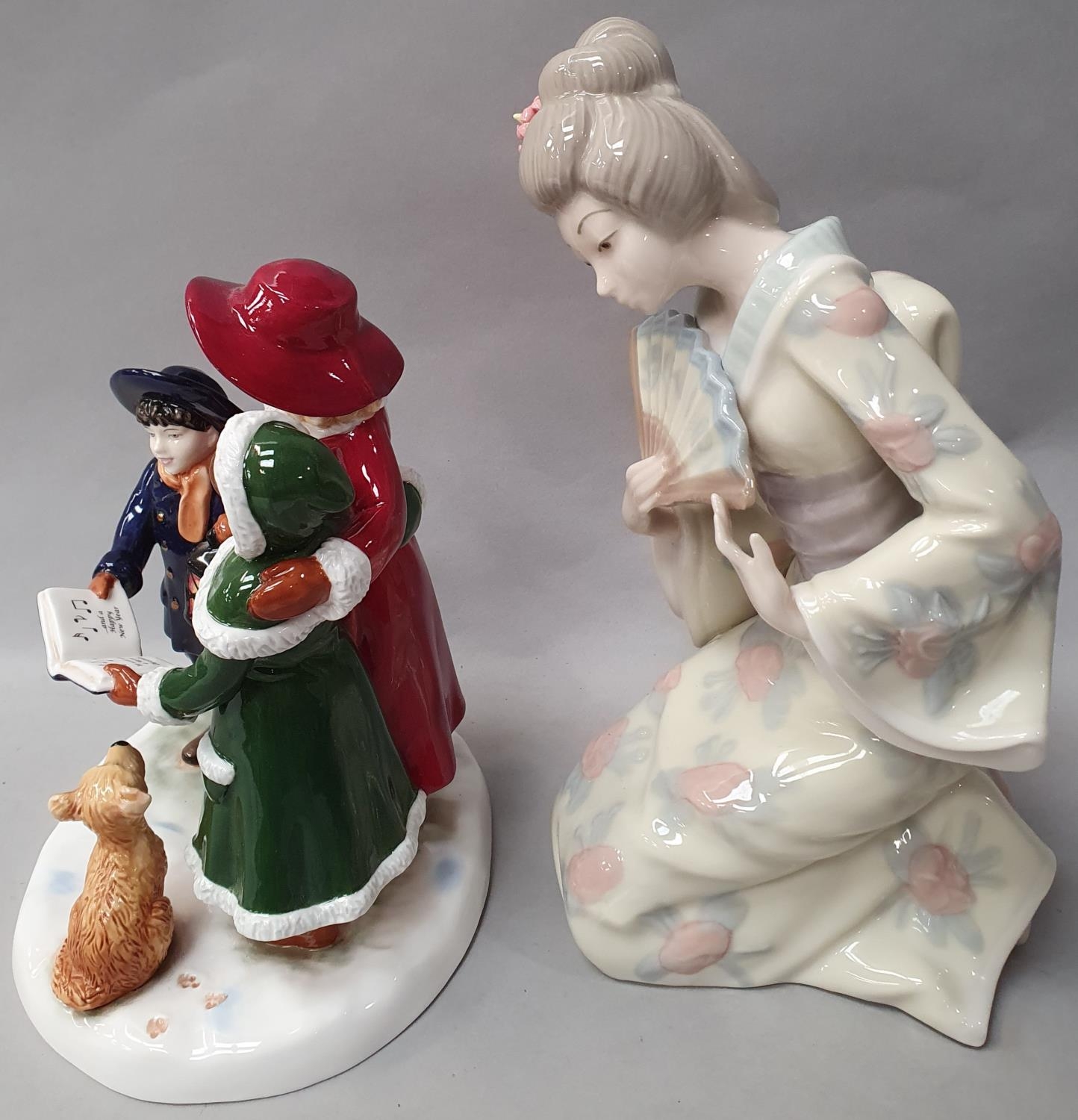 "Glad Tidings" Limited edition figurine 259/300 with certificate together with Geisha girl figurine. - Image 2 of 5