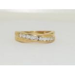 9ct gold ladies diamond X over ring h/m diamond at 0.33ct size N