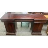 Large twin pedestal Victorian mahogany dresser base 200x73x98cm.