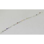 A Natural Multi Gemset 925 silver bracelet.