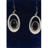 Large black onyx 925 silver earrings.