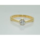 18ct gold tested ladies diamond solitaire ring approx 0.25ct size N