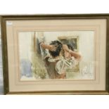 Gilt frame water colour showing "The Reflexion in the Mirror" signed to the bottom Gordon King