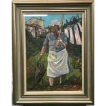 David G Marshall gilt frame oil of "Old Maria Gugliano Tuscany" 75x60cm