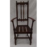 Oak high backed country carver chair. Arts and Crafts style