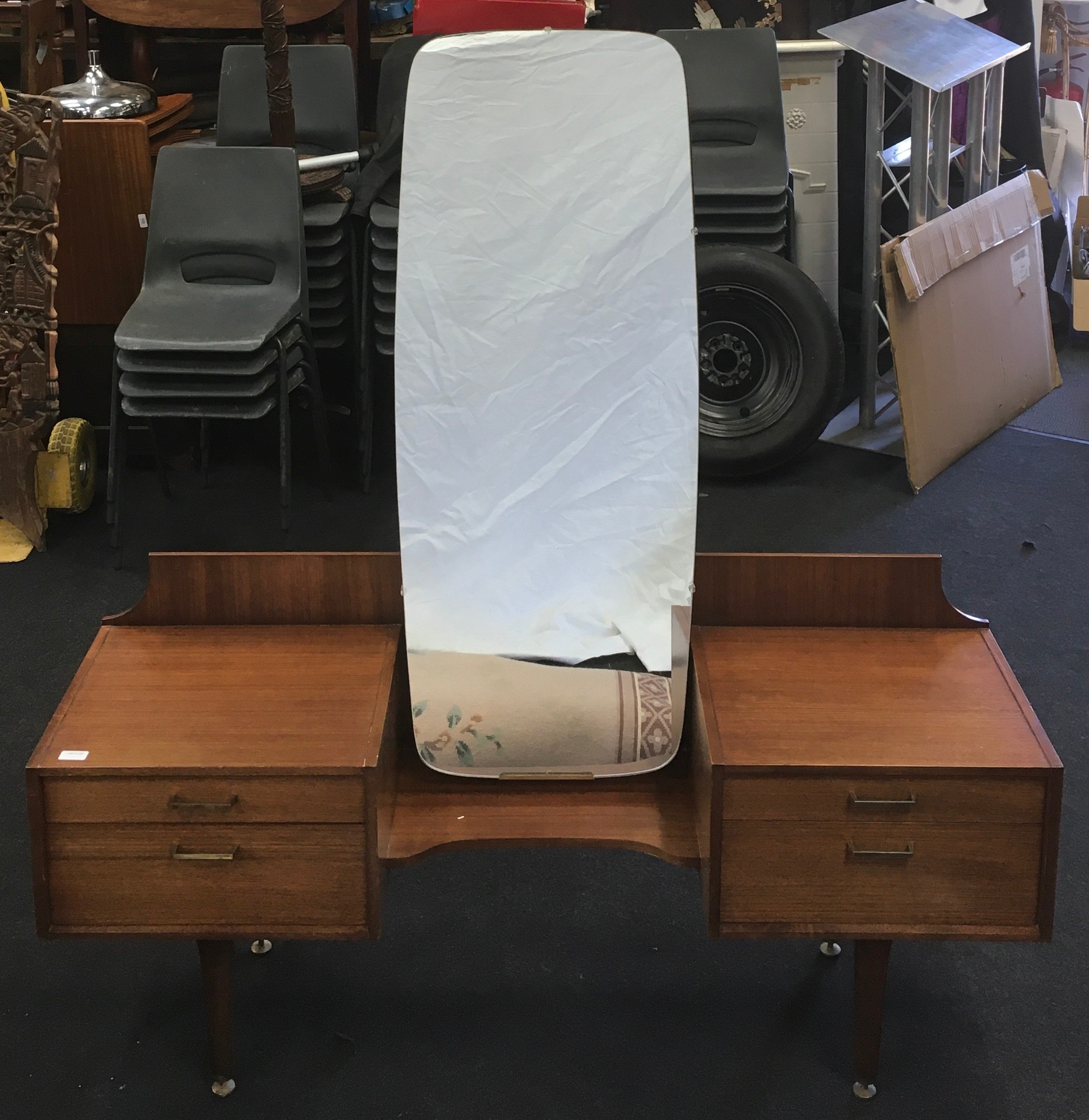 G Plan "Tola" dressing table fitted with four drawers and centre mirror. Has G Plan label