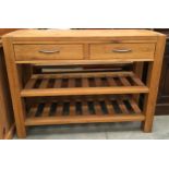 Modern solid oak two drawer sideboard of small proportions 120x45x85cm