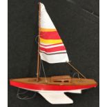 Vintage wooden large pond yacht 102cm long.