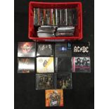 Box of rock related compact discs to include Van Halen, AC/DC, Deep Purple etc.