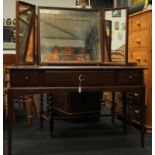 Vintage Stag 3 drawer dressing table with trifold mirror