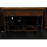 Vintage 2 drawer hall table with barley twist legs. 100cm x 75cm x 52cm