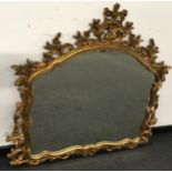 Large over mantel rococco style gilt framed mirror. O/all size 120cm x 116cm