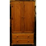 Pine 2 door over 2 drawer wardrobe. 178cm tall x 91cm wide x 55cm deep