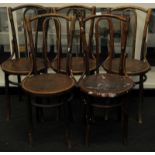 A set of four bentwood dining chairs plus one other (5).