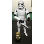 Star Wars Stormtrooper figure 124cm tall together with a C-3PO bluetooth speaker.