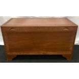 Carved caphor wood chest with fitted interior 60x105x50cm